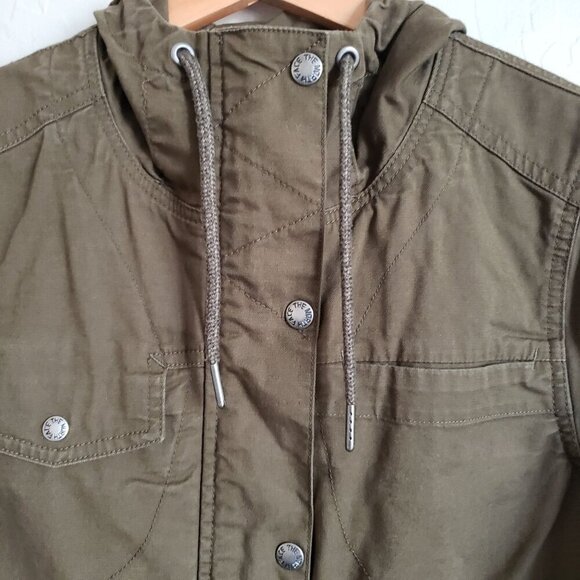 The North Face Canvas Utility Jacket Army Green Hooded Full Zip Sz Women's Small - Picture 5 of 12